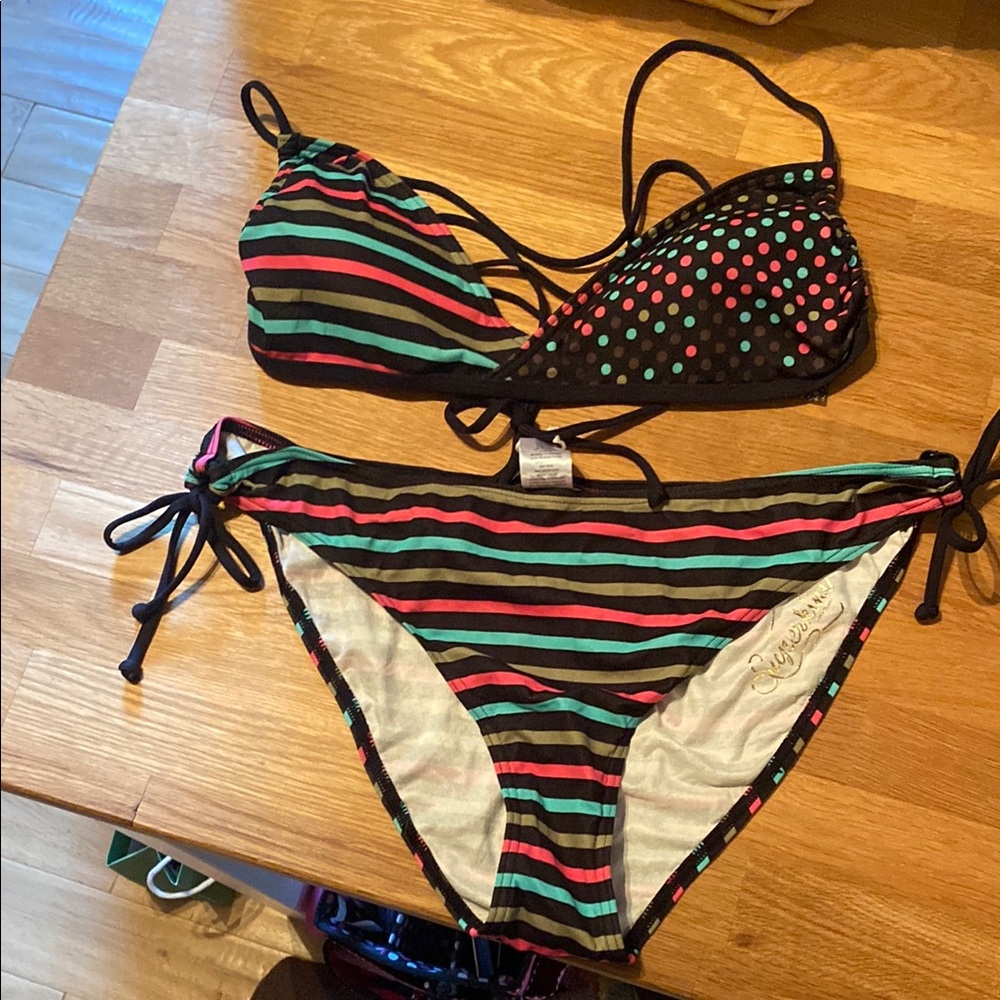 Oneill Colorful Striped and Polka Dot Bikini